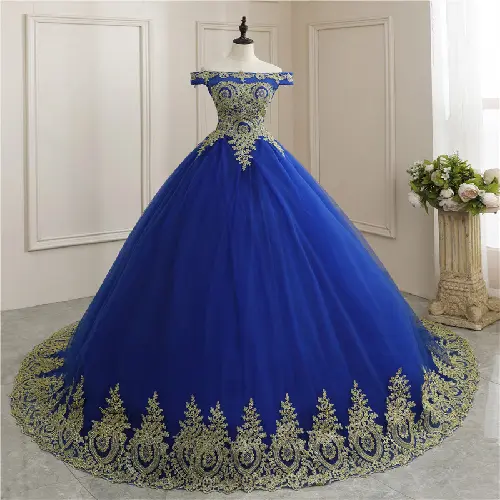 Luxury Boat Neck Party Prom Ball Gown