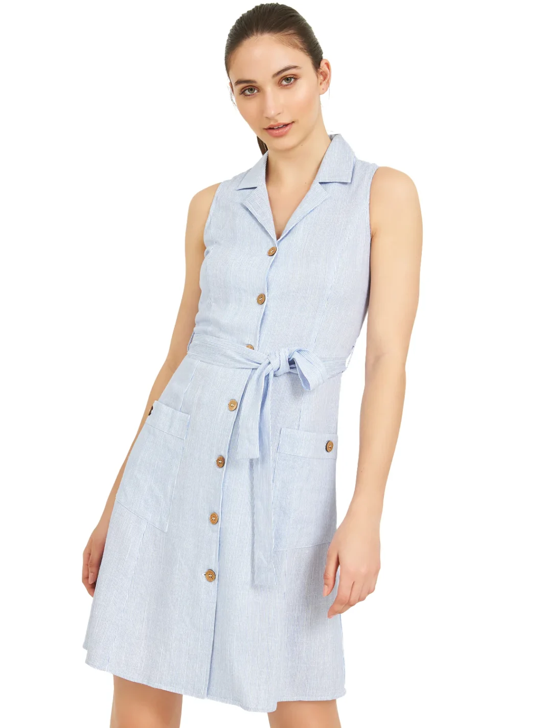 sleeveless linen dress